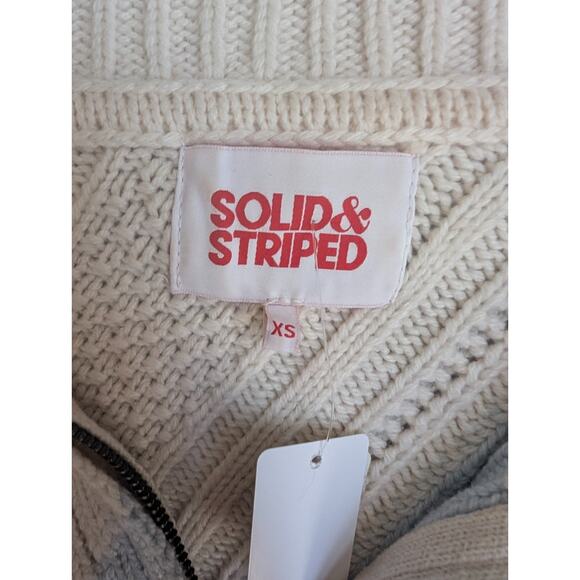 Solid & Striped The Adriana Sweater Womens XS Off White Cable Knit Half Zip NWT - Picture 3 of 4